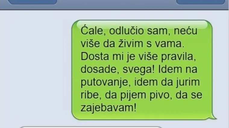 Sin mu poslao poruku da seli iz roditeljskog doma, evo &scaron;to mu je tatica rekao