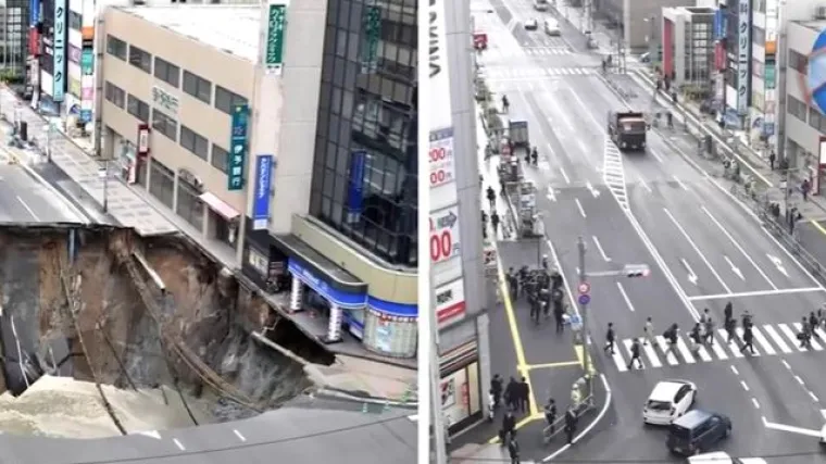 Ogromna rupa koja se otvorila nasred ceste i progutala pola ulice popravljena u samo tjedan dana