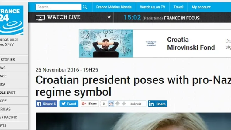 'Hrvatska predsjednica pozira s pro-nacističkom zastavom'