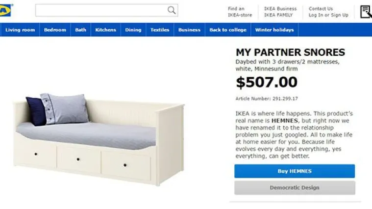 'Moj partner hrče': IKEA promijenila imena proizvoda u najguglanije probleme u vezama