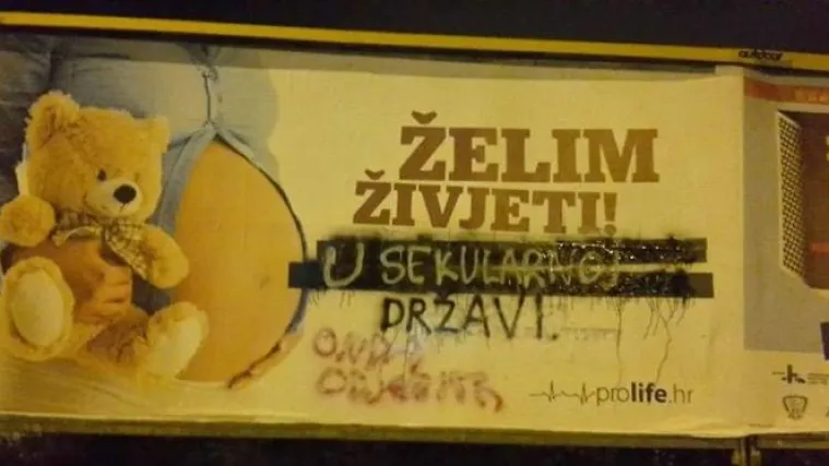 Noćna akcija protiv ProLifea: osvanuli grafiti 'Želim birati i živjeti u sekularnoj državi'