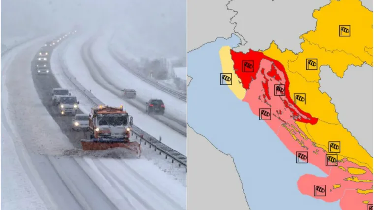 Danas pljuskovi, orkanska bura, moguć čak i snijeg na otocima. Najgore nas tek čeka