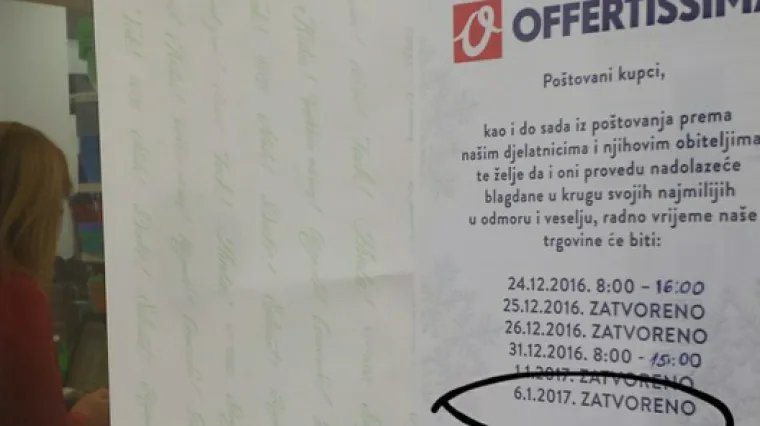 Offertissima razbjesnila javnost: proglasili neradne dane za blagdane pa radnicima uvalili inventuru