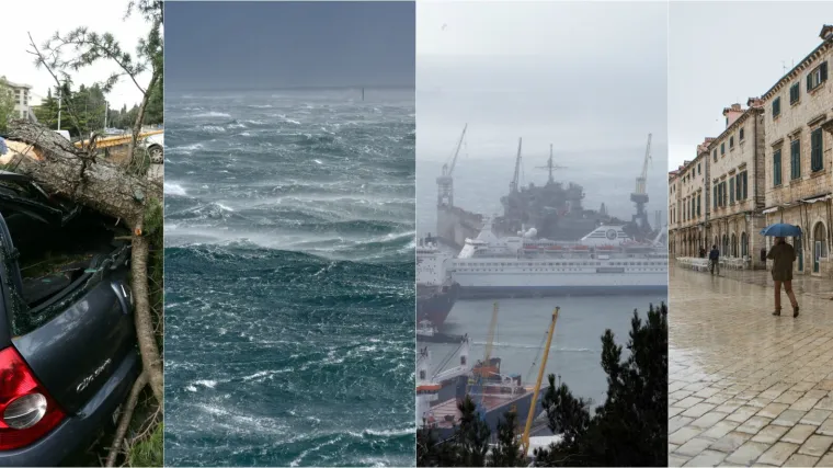 Orkanska bura u Rijeci ru&scaron;ila stabla, motore, kontejnere, na Krčkom mostu puhala preko 200 km na sat