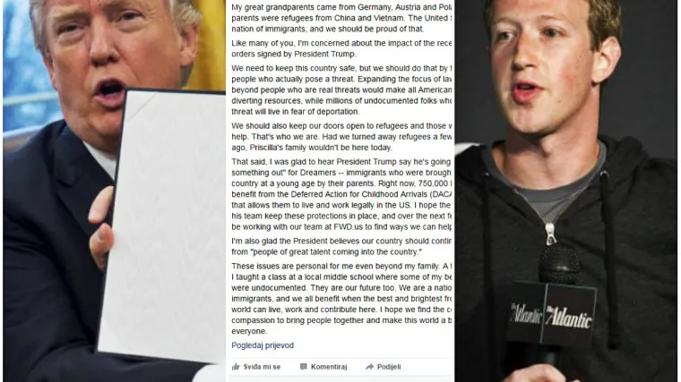 Zuckerberg osudio Trumpov potez i o&scaron;tro reagirao