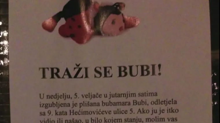 Očajna majka u potrazi za pli&scaron;anim ljubimcem Bubijem: 'Pao je s devetog kata zgrade!'
