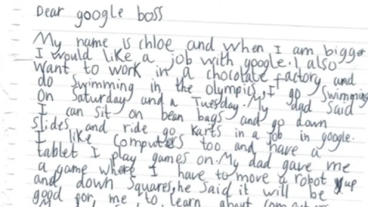 7-godi&scaron;nja Chloe poslala Googleu molbu za posao i dobila odgovor kojeg nije očekivala