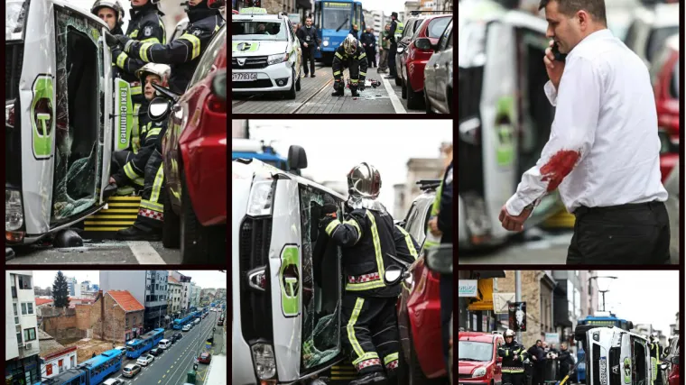 Taksi se prevrnuo na bok, vatrogasci rezali lim da izvuku vozača