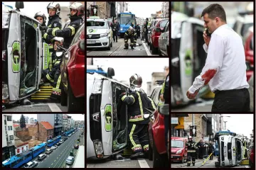 Taksi se prevrnuo na bok, vatrogasci rezali lim da izvuku vozača