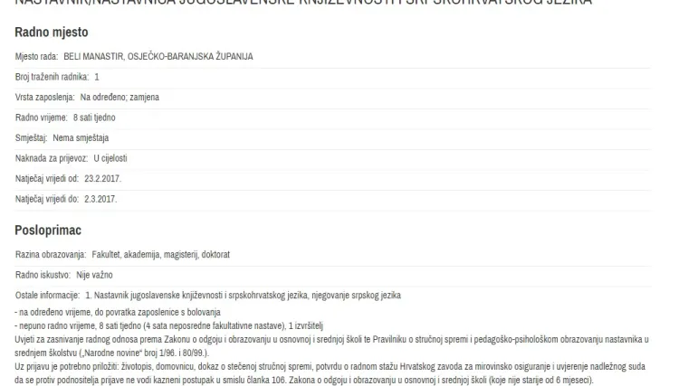 Neobičan oglas osvanuo na burzi rada, evo koji su uvjeti