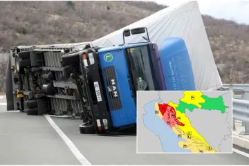 Orkanski udari bure prevrtali kamione, meteorolozi upozoravaju da je 'vrijeme opasno za život'