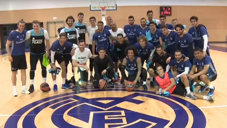 Realovi nogometa&scaron;i trenirali ko&scaron;arku, Modrić gađao trice