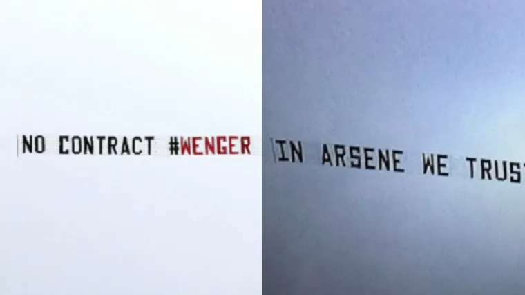 'RAT' NA NEBU IZNAD ENGLESKE: Totalno bizarno! Dva aviona, dvije različite poruke za Arsenea Wengera