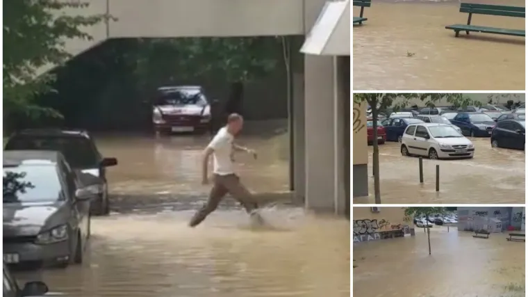 Bujica poplavila parking, ulicu i park, ljudi ostali zarobljeni u zgradama