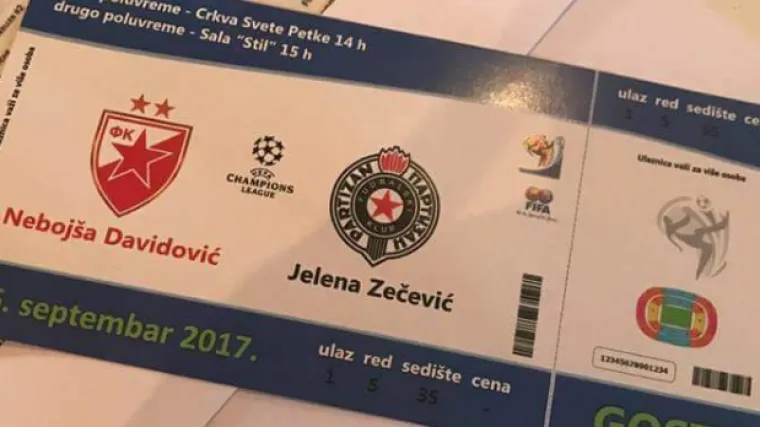 Ovakvu pozivnicu za vjenčanje jo&scaron; niste vidjeli: mladenci gostima podijelili karte za srpski derbi