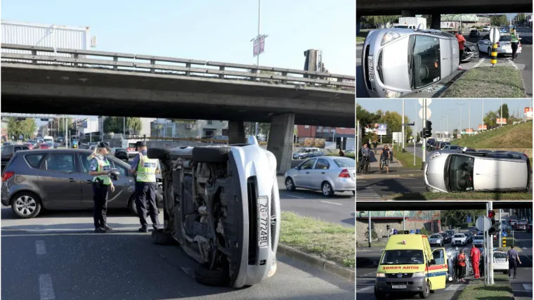 Na Selskoj kod podvožnjaka auto zavr&scaron;io na boku