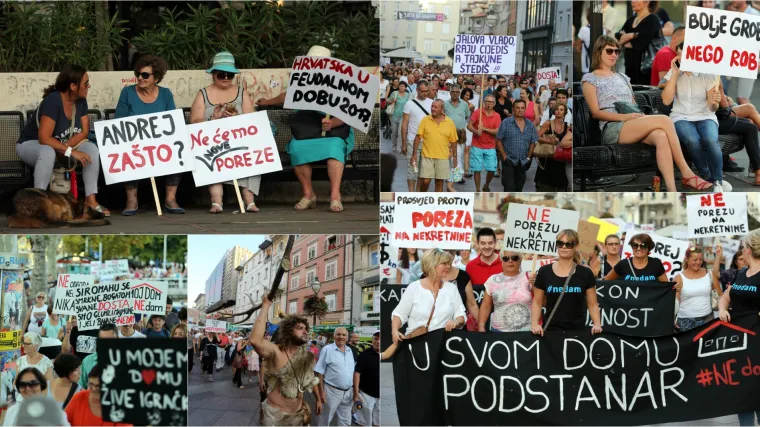 'Jalova Vlado, raju cijedi&scaron;, tajkune &scaron;tedi&scaron;!': na prosvjedu protiv uvođenja poreza na nekretnine u Rijeci vi&scaron;e stotina ljudi