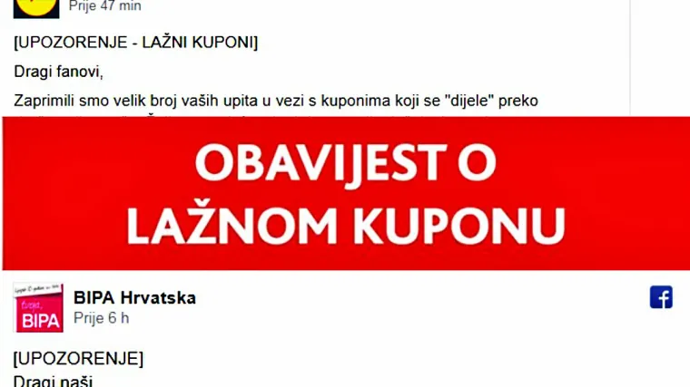 Konzum, Bipa i Lidl ne dijele kupone za osvajanje novčane nagrade