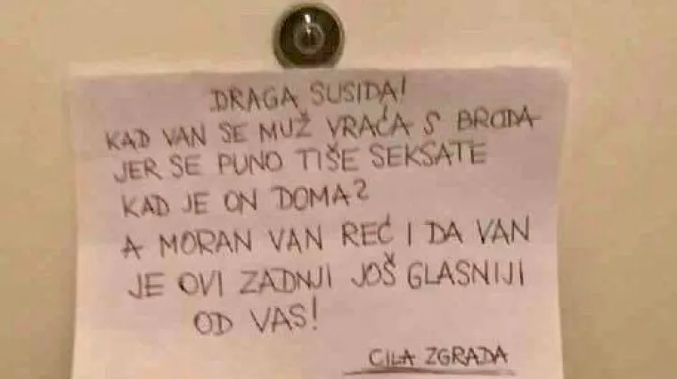 'Susida, kad vam se muž vraća s broda? Tiše se seksate kad je doma'