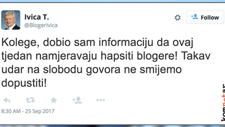 'Kolege, dobio sam informaciju da ovaj tjedan namjeravaju hapsiti blogere!'