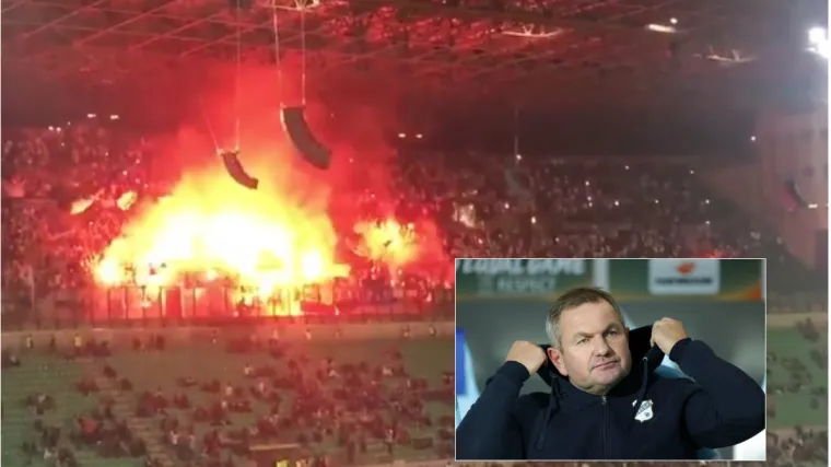 Baklje letjele i po gledateljima koji su u panici bježali prema izlazu