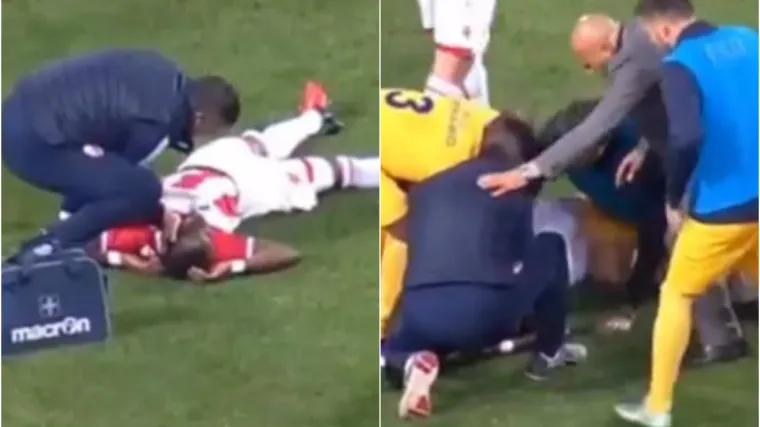 Nakon stravičnog pada Zvezdin nogometa&scaron; ostao nepomično ležati na travnjaku