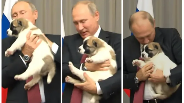 Putin dobio psića na poklon i na trenutak se rastopio