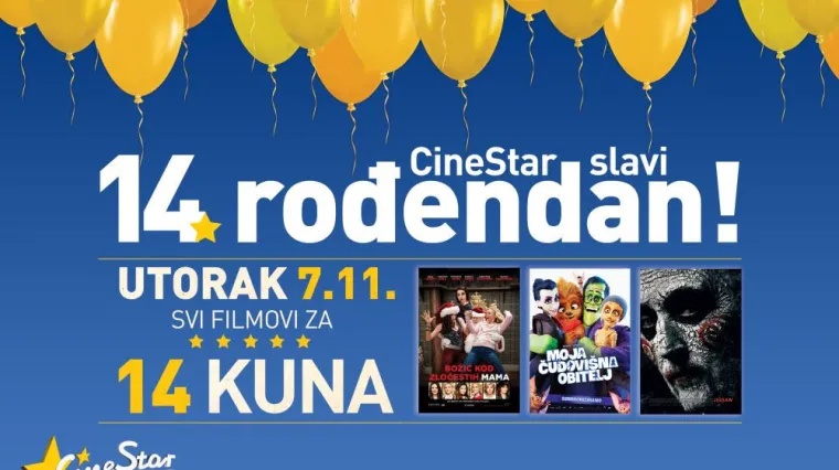 CineStar za svoj rođendan časti kino ulaznicama po cijeni od samo 14 kuna
