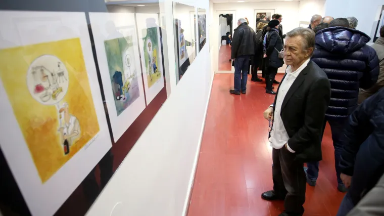 Karikaturist Davor Štambuk u zagrebačkoj galeriji Beck otvorio izložbu 'Vino, vidi, vici'