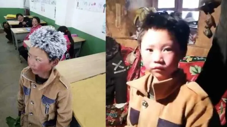 Dječačić se smrznuo hodajući preko sat vremena do &scaron;kole kako bi stigao na test: djeca iz razreda mu se smijala jer je imao ledene iglice umjesto kose!