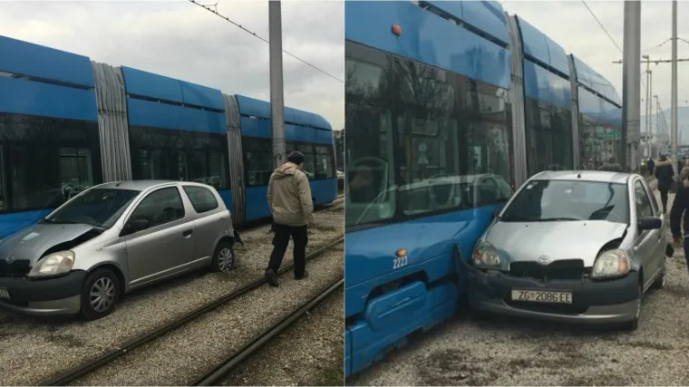 Bizarna nesreća na Držićevoj kojoj je svjedočila i SDP-ovka: auto se zabio u tramvaj i 'nekako zavr&scaron;io između dvije živice'
