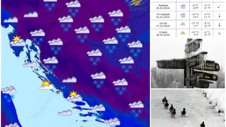 Na područje Europe spu&scaron;ta se polarna zračna masa, temperatura u Zagrebu bit će -19!