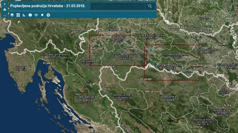 Pogledajte satelitsku snimku poplavljenih područja