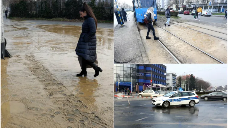 Zbog poplave na Zvonimirovoj ulici nastale gužve, pogledajte fotogaleriju
