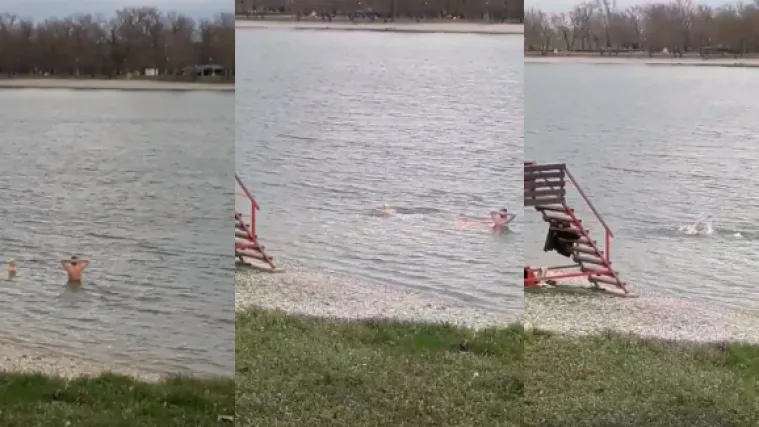 'Kaj nemaju doma hladne vode?' Ludo hrabri momci 'otvorili sezonu' kupanjem na Jarunu