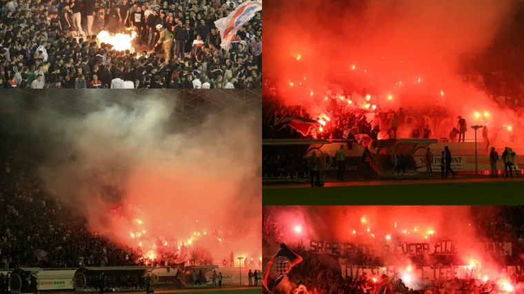 Torcida u manje od pet minuta spržila preko 50 baklji, navijači palili i stolice na Poljudu