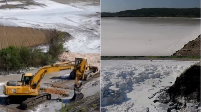Rijeku su prekrili bijeli talog i masne mrlje, površinom pluta uginula riba, a smrad je nesnosan