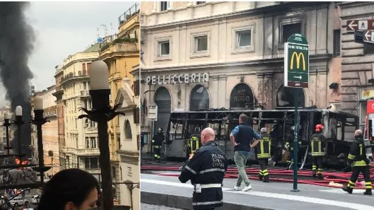 FOTO Eksplozija u centru Rima: eksplodirao autobus, u posljednji tren izbjegnuta katastrofa