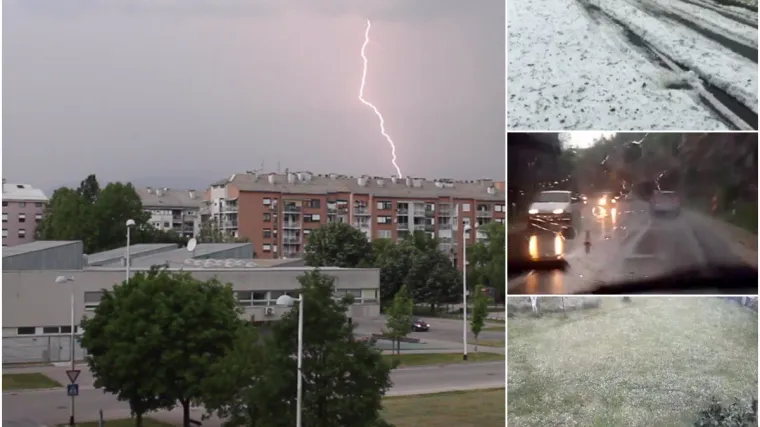 Tuča veličine lje&scaron;njaka padala u Gospiću, oluja i na zagrebačkom području
