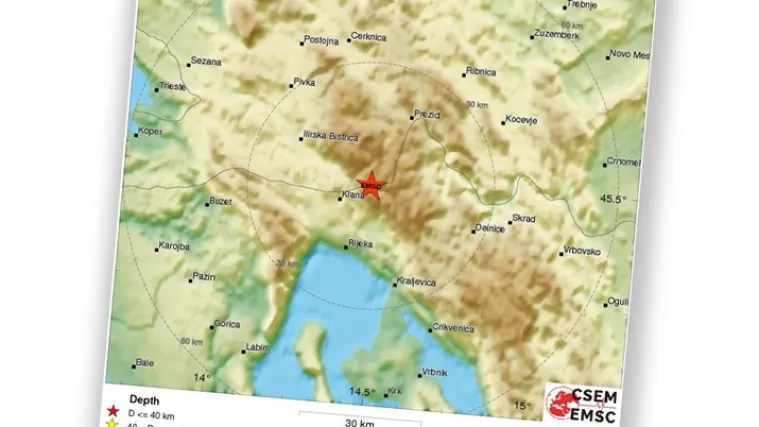 Slab potres pogodio Rijeku: epicentar na 16 kilometara od grada