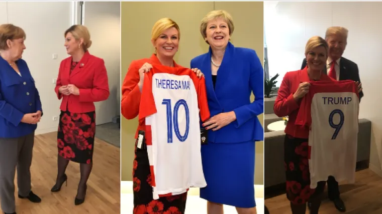 Navijačka atmosfera i u Bruxellesu: Predsjednica otputovala na dvodnevni summit i podijelila dresove