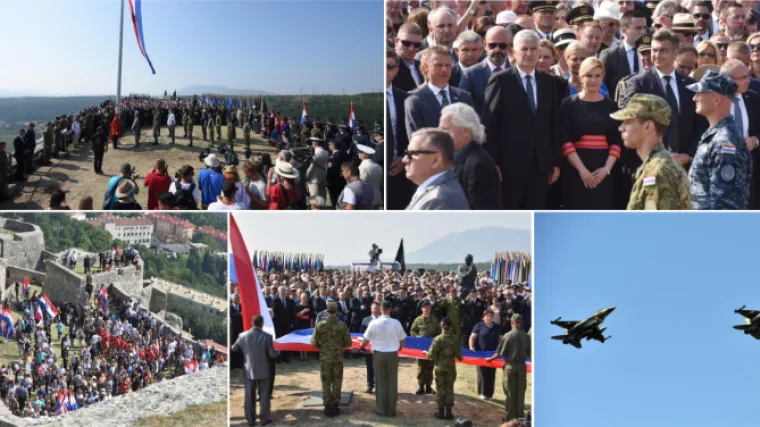 FOTO, VIDEO Hrvatska obilježava Dan pobjede: Podignuta zastava na tvrđavi, zrakoplovi veličanstveno preletjeli Knin