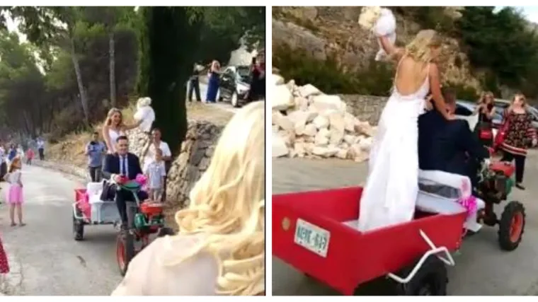 Dalmatinac svoju kćer do oltara doveo na motokultivatoru, reakcije prisutnih sve govore!
