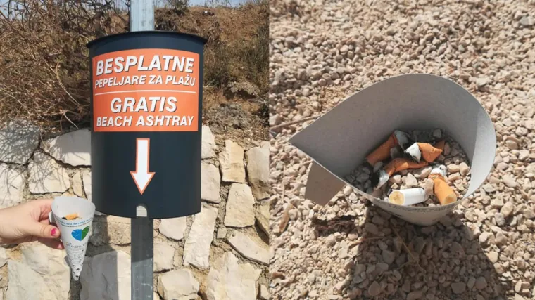 Hvalevrijedna akcija: U Vla&scaron;ićima na Pagu postavljene besplatne pepeljare za plažu!
