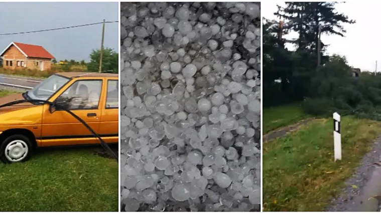 Dramatično u Slavoniji: Pala tuča veličine kovanica od 5 kuna, vjetar otkinuo električni kabel...