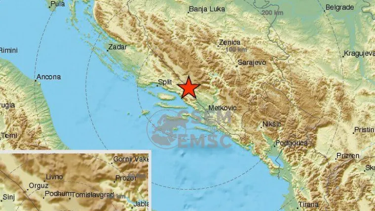 Potres kod Posu&scaron;ja u BiH, osjetio se na &scaron;irem području od Sinja do Makarske
