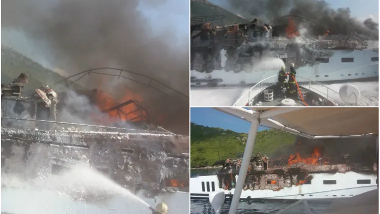 Gori luksuzna jahta duga 40 metara, vatrogasci i Lučka kapetanija na mjestu događaja, spašeno 13 ljudi