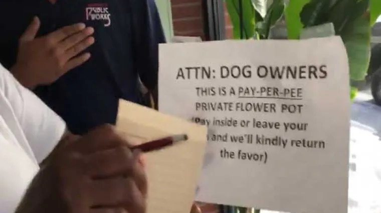 'Uriniranje u ovu posudu s cvijećem se naplaćuje': Mora platiti kaznu zbog sarkastičnog znaka upozorenja!