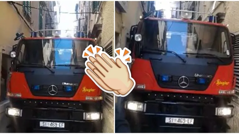 'Manevar vrijedan divljenja': &Scaron;ibenski vatrogasci prolaze uskim uličicama u milimetar