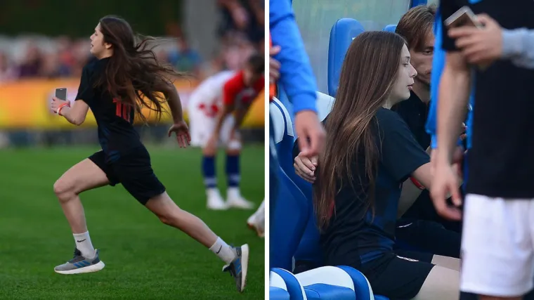 Vatrena navijačica: Djevojka u Bjelovaru utrčala na teren da se slika s Modrićem